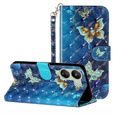 Pattintható tok a Xiaomi Redmi 13C / Poco C65, Wallet, Butterflies kék