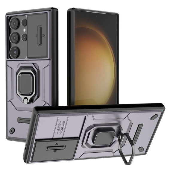 Telefontok a Samsung Galaxy S24 Ultra, KickStand Camera Lens, lila