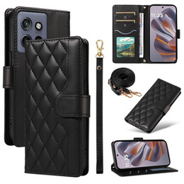 Flap tok Motorola Edge 50 Neo / Motorola ThinkPhone 25, Rhombus Crossbody Leather, fekete