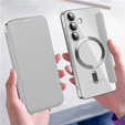 Pattintható tok a Samsung Galaxy S24, RFID Wallet MagSafe CamShield, ezüst
