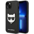 Karl Lagerfeld Telefontok a iPhone 14 Plus, Saffiano Choupette Head Patch, fekete