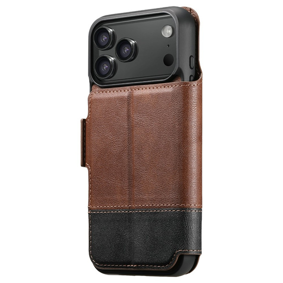 2 az 1-ben flip tok iPhone 17 Pro-hoz, SUTENI, MagSafe, barna színű