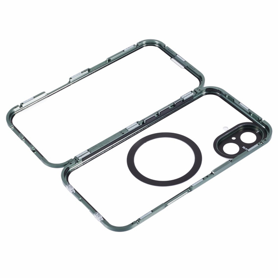 Magnetic Dual Glass MagSafe tok iPhone 16, zöld