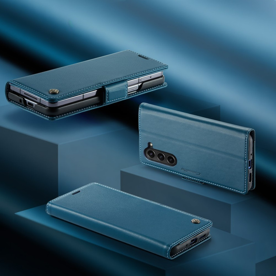 CASEME flip tok Samsung Galaxy Z Fold6 5G, Litchi Wallet, kék