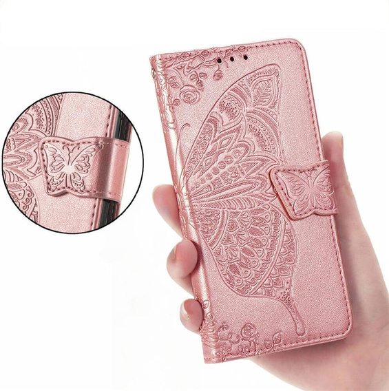 Pattintható tok a OnePlus Nord 4, Butterfly, rózsaszín rose gold