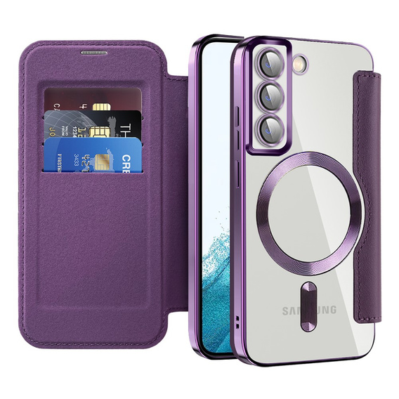 Pattintható tok a Samsung Galaxy S22 5G, RFID Wallet MagSafe CamShield, lila