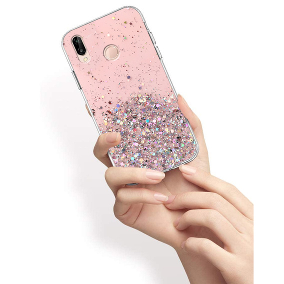 Telefontok a Huawei P20 Lite, Glittery, rózsaszín