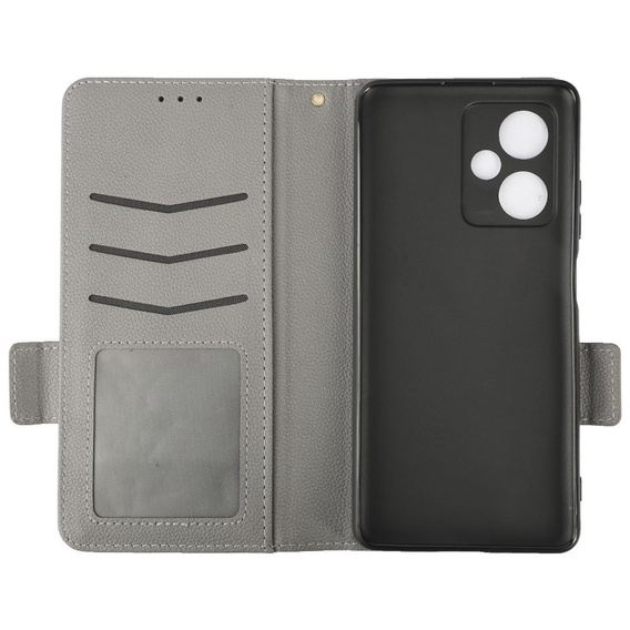 Pattintható tok a Xiaomi Redmi Note 12 5G / POCO X5 5G, Wallet Litchi Magnet, szürke