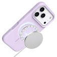 Szilikon tok iPhone 17 Pro Max készülékhez, MagSafe, ütésgátló, lila