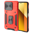 Páncélozott tok Xiaomi Redmi Note 13 5G, CamShield Slide, piros + edzett üveg 9H