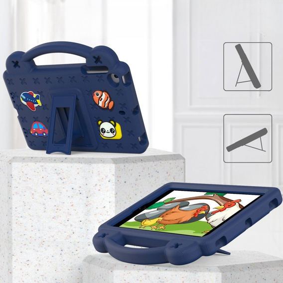 Gyermek tok iPad mini 7.9" 2019/2015/2014/2013/2012 (5/4/3/2/1 gen.), Cute Patterns, állvánnyal, sötétkék
