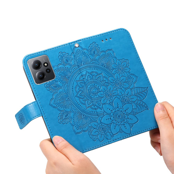 Pattintható tok a Xiaomi Redmi Note 12 4G, Mandala Flower, kék