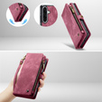 CASEME tok Samsung Galaxy A56 5G, Retro Leather Wallet, szíjjal, piros