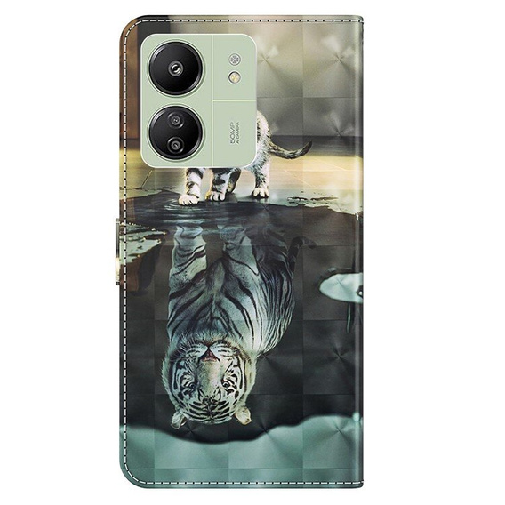 Pattintható tok a Xiaomi Redmi 13C / Poco C65, Wallet, Cat & Tiger
