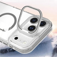 Tok iPhone 17 Pro Max készülékhez, MagSafe, állvánnyal, átlátszó, szürke betétekkel