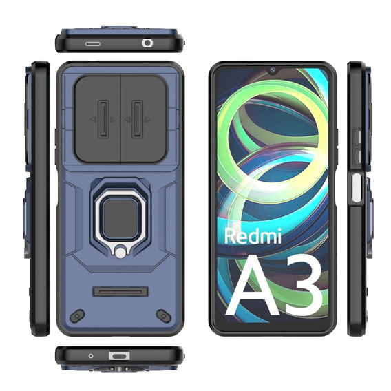 Telefontok a Xiaomi Redmi A3, KickStand Camera Lens, kék