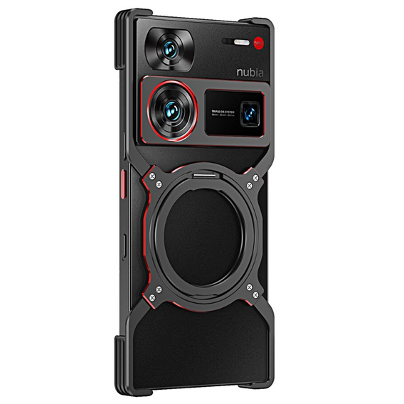 Tok ZTE nubia Z60 Ultra, Kickstand Bumper, lencsevédővel, MagSafe-hoz, fekete / piros