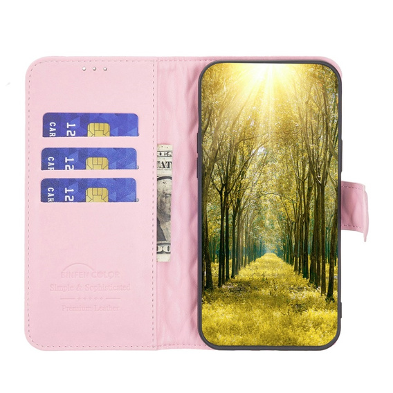 Pattintható tok a Samsung Galaxy A15, Wallet, BINFEN COLOR, rózsaszín