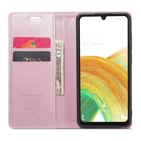 CASEME flip tok Samsung Galaxy A33 5G, Waxy Textured, rózsaszín