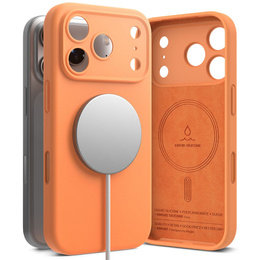 Ringke tok iPhone 17 Pro Max készülékhez, szilikon mágneses MagSafe, mandarin