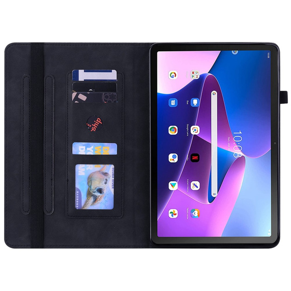 Tok Lenovo Tab M10 10.1 Gen 3, Wallet Pen Slot, fekete
