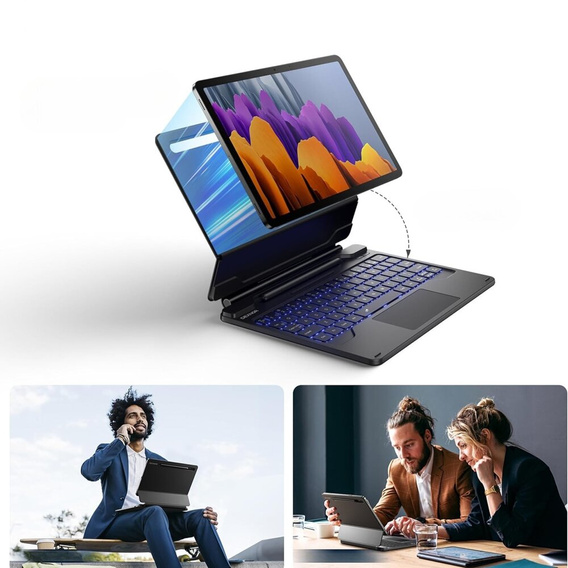 Billentyűzet tok Samsung Galaxy Tab S7 / S8, Dexnor Magnetic Keyboard Touchpad, fekete