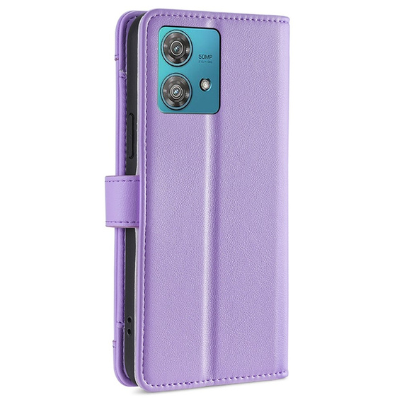 Pattintható tok a Motorola Edge 40 Neo, Wallet Zipper Pocket, lila