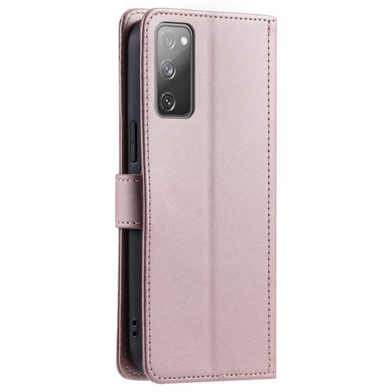 Flap tok Samsung Galaxy S20 FE, Rhombus Crossbody Leather, rózsaszín rose gold