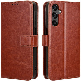 Pattintható tok a Samsung Galaxy M55 5G, Crazy Horse Wallet, barna
