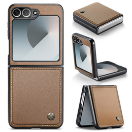 Tojás Samsung Galaxy Z Flip7 FE / Z Flip6, CASEME Litchi Leather, barna