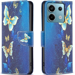 Pattintható tok a Xiaomi Redmi Note 13 Pro 5G, Wallet, Butterflies kék