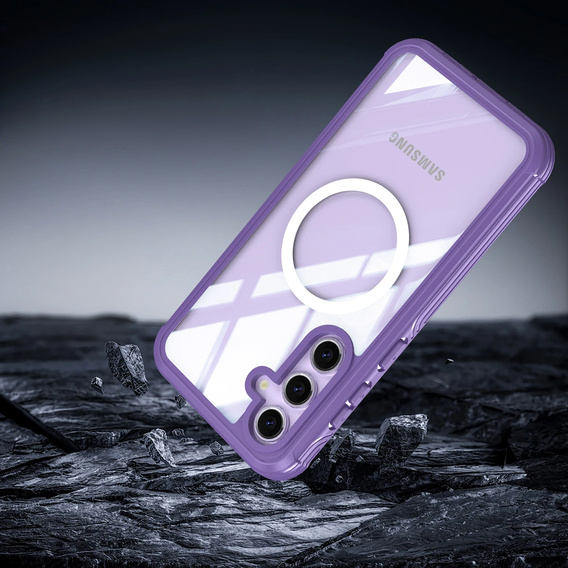 Tok Samsung Galaxy S25-hoz, Shockproof, üveggel, MagSafe-hoz, lila