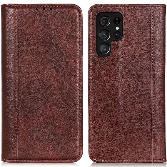 Telefontok a Samsung Galaxy S23 Ultra, Wallet Litchi Leather, barna