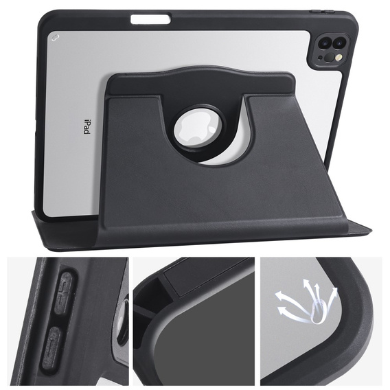 Tok iPad Pro 11" 2022/2021/2020 (4/3/2 gen.), tolltartóval, 360°-os forgatható, fekete