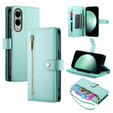 Pattintható tok a Samsung Galaxy S25 Edge, Wallet Zipper Pocket, menta