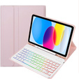 Kivilágított bluetooth billentyűzettel ellátott tok iPad 10.9 2022 (10 gen.), rózsaszín