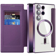 Pattintható tok a Samsung Galaxy S24 Ultra, RFID Wallet MagSafe CamShield, lila