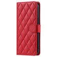 Flap tok iPhone 16 Pro Max, Rhombus Crossbody Leather, piros