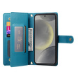 Pattintható tok a Samsung Galaxy S25, Wallet Zipper Pocket, kék