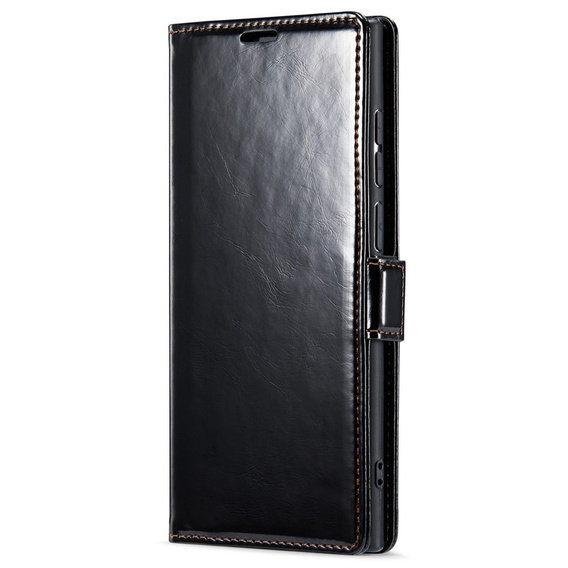 Pattintható tok a Samsung Galaxy S23 Ultra, ERBORD Waxy Wallet, fekete
