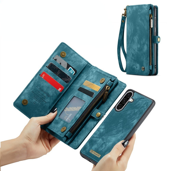 CASEME tok Samsung Galaxy A56 5G, Retro Leather Wallet, szíjjal, zöld