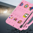 Gyermek tok Samsung Galaxy Tab S10+ Plus, Cute Patterns, állvánnyal, rózsaszín