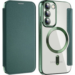 Pattintható tok a Samsung Galaxy S23, Wallet, MagSafe, zöld
