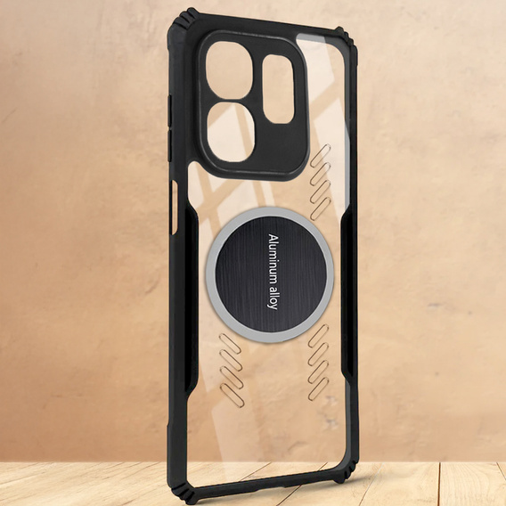 Tok Infinix Hot 50i 4G, mágneses lemezzel, átlátszó / fekete