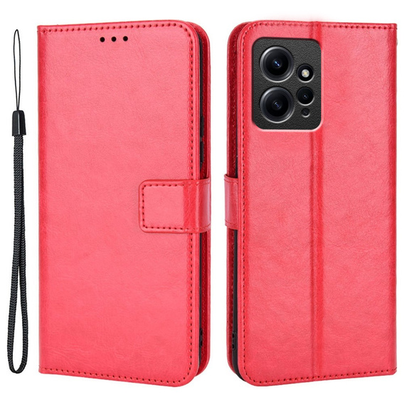 Pattintható tok a Xiaomi Redmi Note 12 4G, Crazy Horse Wallet, piros