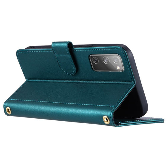 Flap tok Samsung Galaxy S20 FE, Rhombus Crossbody Leather, sötétzöld