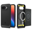 A Spigen tok Google Pixel 9A, Rugged Armor MagSafe, fekete + edzett üveg 9H