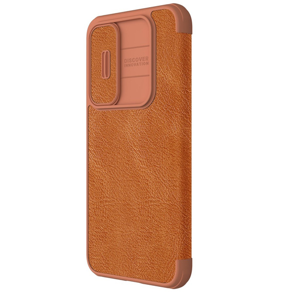 NILLKIN flip tok Samsung Galaxy A55 5G, CamShield Qin Pro, bőr, barna