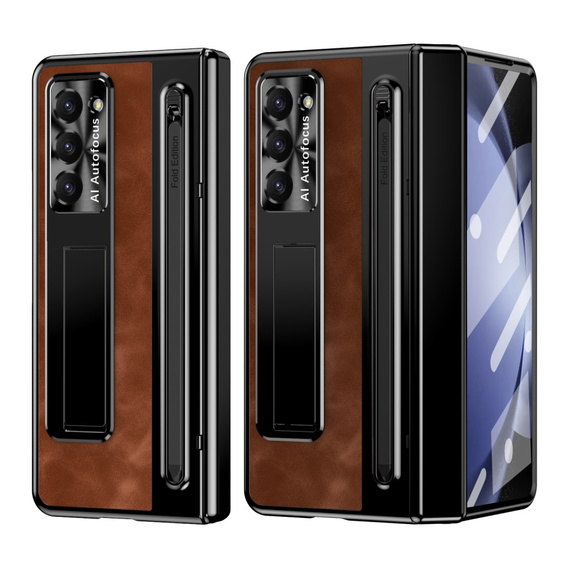 Leather+PC tok állvánnyal, üveglapkal és tollal Samsung Galaxy Z Fold6 5G készülékekhez