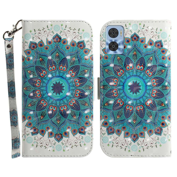 Pattintható tok a Motorola Moto E22 / E22i, Wallet mandala, fehér